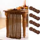 Brown Cheesecloth Table Runner 4 Pack Spring Table Runners Boho Gauze 120 Inches Marron Cheese Cloth Table Decor for Wedding Bridal Baby Shower Valentine's Day