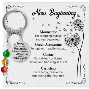 2 x Retirement Birthday Gifts for Woman - Crystals Key Chains Women Cute, Farewell Gift for Coworker Nurse Teacher, Graduation Divorced New Beginnings Gifts for Women, Healing Crystals Self Care Gift