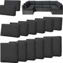 14Pieces Patio Cushion Covers Replacement Outdoor Couch Cushions Covers Splashproof Sofa Slipcovers Set with Zippers,Patio Furniture Protector Cover Only(Black Gray 23.6×23.6×3.35 inches)