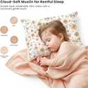Konssy Muslin Toddler Pillowcase for 13x18 Pillow 2 Pack, 100% Cotton Toddler Pillow Case Cover, Soft & Breathable Travel Babay Kids Pillow Covers with Envelope ClosureFlourish, Toffee