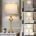 Cinyirong 28.75" Gold Table Lamps for Living Room,Touch Lamps for Bedrooms Set of 2 - Nightstand Table Lamp with USB C+A, 3 Way Dimmable Bedside Lamps End Tables, Antique Brass