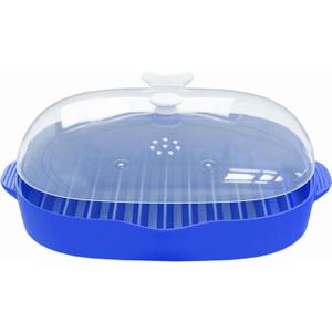 Microwave Bacon Rack, Microwave Bacon Tray with Splatter Lid, Microwavable Bacon Grill, Large Capacity with Single Tray Cooking, L: 9inchBlue