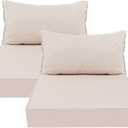 AAAAAcessories Outdoor Deep Seat Cushions, Waterproof, Fade-Resistant Patio Furniture Replacement Cushions, 24" x 24" x 5" + 24" x 13.5", Set of 2, Khaki Beige