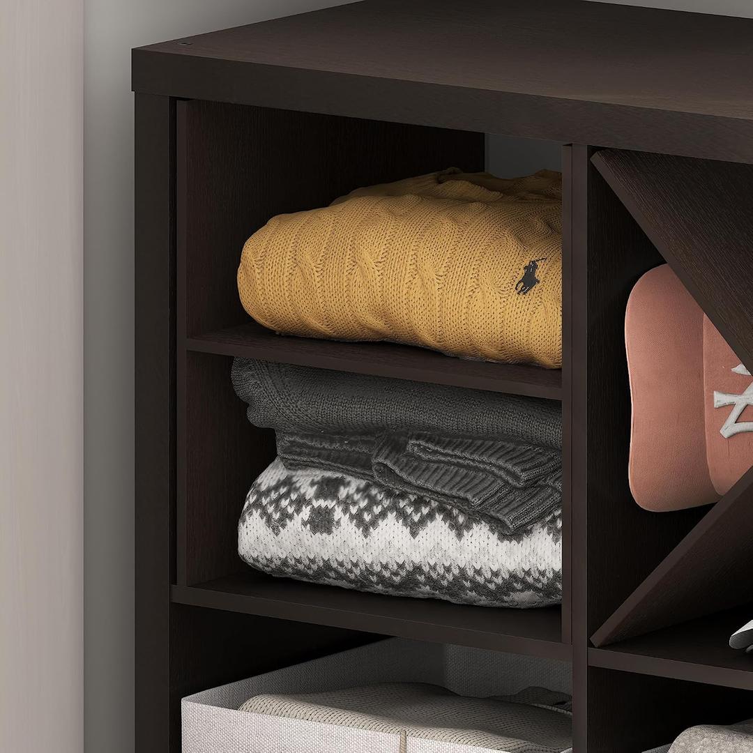 Furinno Cubicle H-Shelf Cube Shelf Insert, 2-Tier, Dark Oak, Shelf Insert: H-shape