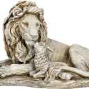 Joseph's Studio Lion and Lamb Garden Statue  12.5" Religious Outdoor Dcor  Peaceful Resin Sculpture for Yard, Patio, or Memorial Display