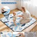 Baby Play Mat, Non-Slip Baby Mat for Floor, Soft Thicker Playpen Mat, Portable Playmat, Crawling Mat for Babies, Toddlers & Infants to Play and Learn 50"x50" (White Blue)