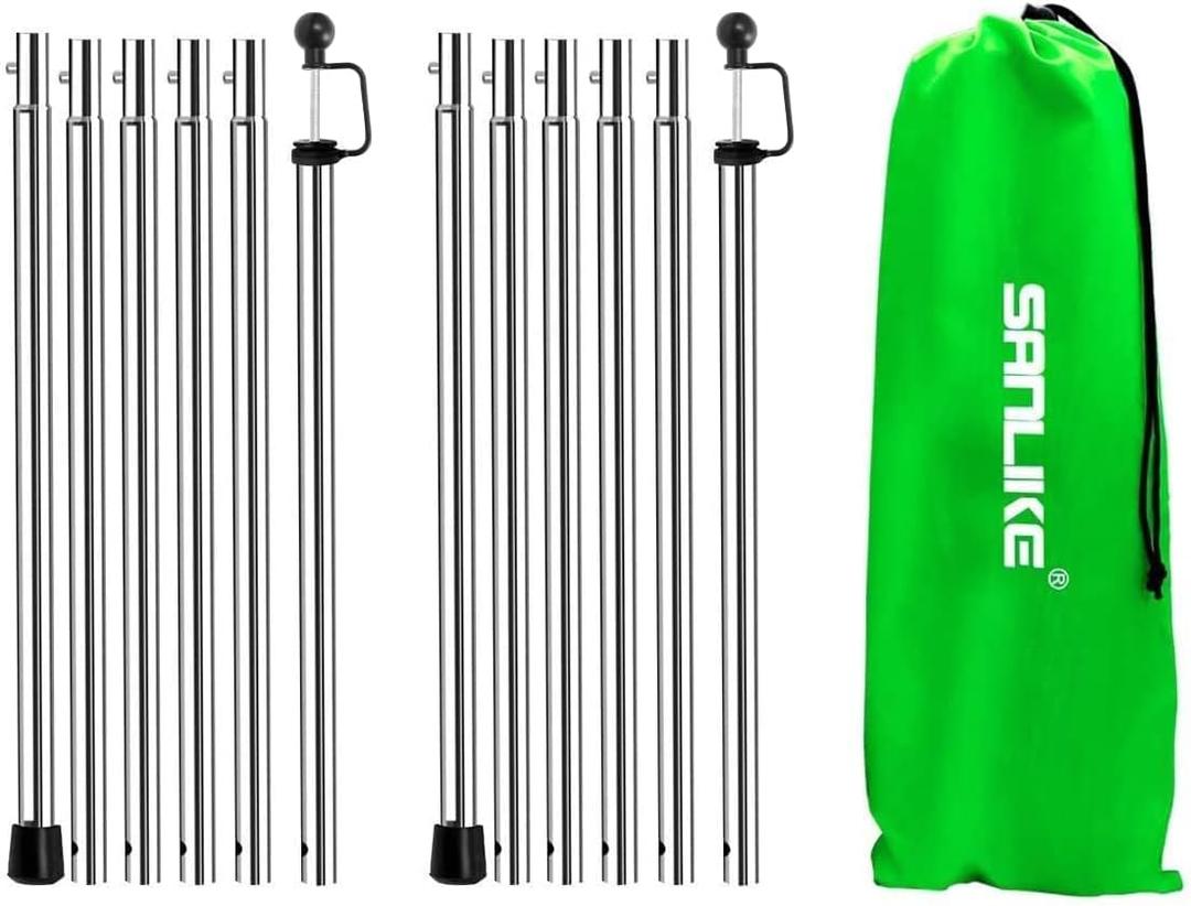 SANLIKE Tarp Poles Adjustable Tent Poles for Tarps Thickened Heavy Duty for Outdoor Canopy Shelter Awning Replacement 12pc Rods- 95in Set of 2 Canopy Poles