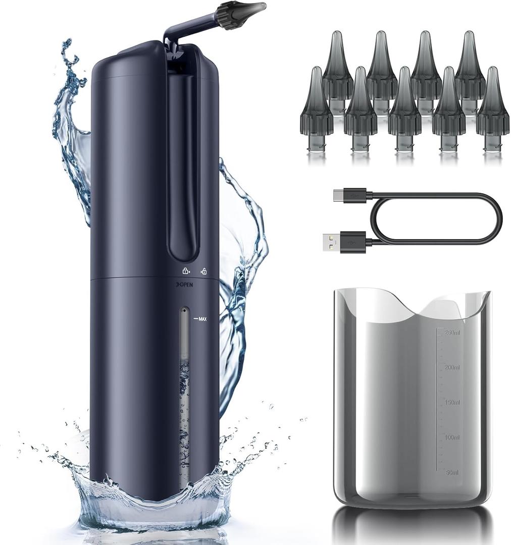 Ear Wax Removal - Electric Ear Cleaner - Ear Irrigation Kit Safe Ear Irrigation Flushing System with 4 Pressure Settings - Effective Ear Wax Removal Tool for Earwax Buildup (Dark Blue)