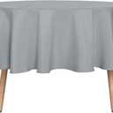 sancua Round Tablecloth - 60 Inch - Water Resistant Spill Proof Washable Polyester Table Cloth Decorative Fabric Table Cover for Dining Tables, Buffet Parties and Camping, Silver Grey