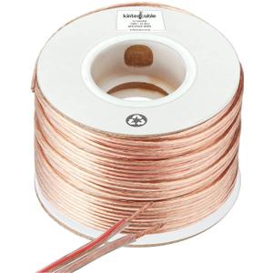 Kinter Cable 100ft 12-Gauge Audio Stereo Speaker Wire 30.48 Meters 2 Conductor Polarity Marked Clear PVC, CCA, Spool in Box, for Home Theater, HiFi, Surround, Car Audio, 105 High Strand Count (.2 OD)