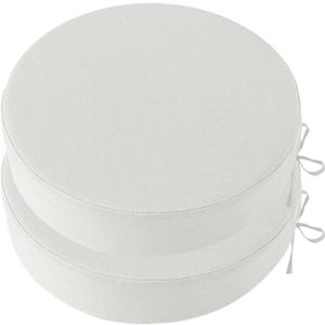 Outdoor Chair Cushions for Patio Furniture, Waterproof Round Patio Seat Cushions with Adjustable Straps for Garden Burgundy Sofa, Set of 2, White, 18x18x2 Inch