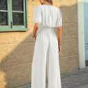 LOOKBOHO Jumpsuits for Women Dressy Casual Short Sleeve Pants Rompers 2026 (White, L)