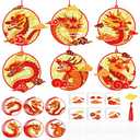 Epakh 24 Sets Chinese New Year Craft 2026 DIY Chinese Tissue Paper Crafts Kit Make Your Own Hanging Ornament with Clouds Stickers for New Year Home Activities(Dragon)