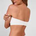 DEANGELMON Strapless Bras for Women Seamless Padded Bandeau Bra Non-Slip Silicone Tube Top Wireless Push Up Bralettes (White, L)