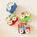 Melissa & Doug K's Kids Pull-Back Town Vehicle Set - Baby Toys Set with 4 Soft Toy Cars and Trucks, Surface Washable with Removable Wheels, Learning Toys for Babies and Toddlers