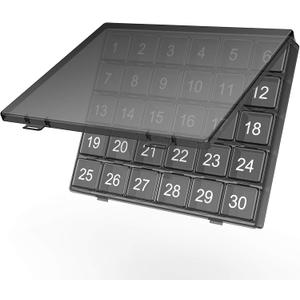 Monthly Pill Organizer Once a Day - 30 Day Pill Organizer Box - Squeeze to Open - Large Compartments Portable Case for Travel, Month Pill Cases Medicine Organizer for Vitamin (Black)