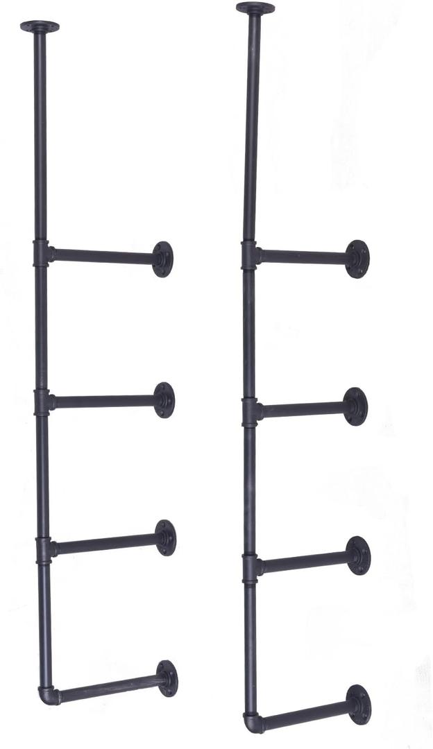 Topower Industrial Country Style Decorative Pipe Wooden Wall ShelvesRustic DIY Ceiling Pipe Shelf Wall Vintage Hung Bracket Industrial Shelves (Black)