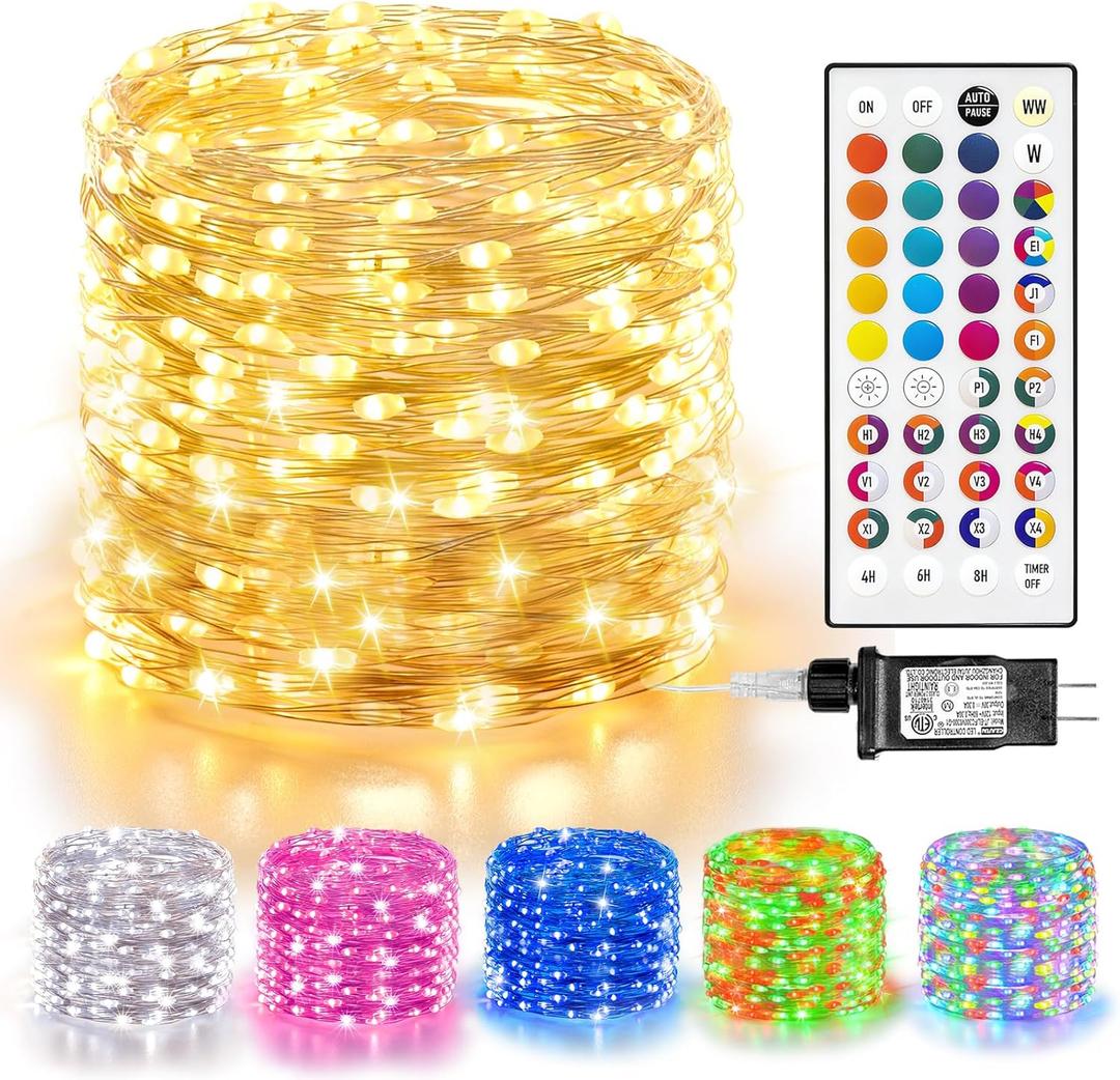 LitHome Led Christmas Fairy Lights Plug in, 200LED 66FT Color Changing Fairy Lights with Remote, 9 Modes Led Christmas Lights Indoor, Valentines Day Fairy String Lights Twinkle for Party Easter Decor (RGB (Red, Green, Blue))
