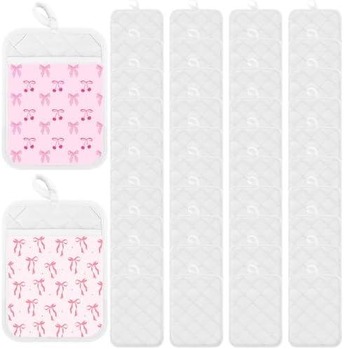 Hoolerry 20 Pieces Pot Holders with Pocket Sublimation 7x9'' Cotton Oven Pot Holders Bulk with Hanging Loops Pads for Kitchen Cook Baking (White)