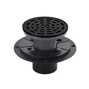 DEOKXZ 4 1/4" Shower Drain Round Black, Removable Grille Strainer Screws in Drain Cover, Base with Adjustable Drain Flange Kit PVC, SUS304 Stainless Steel