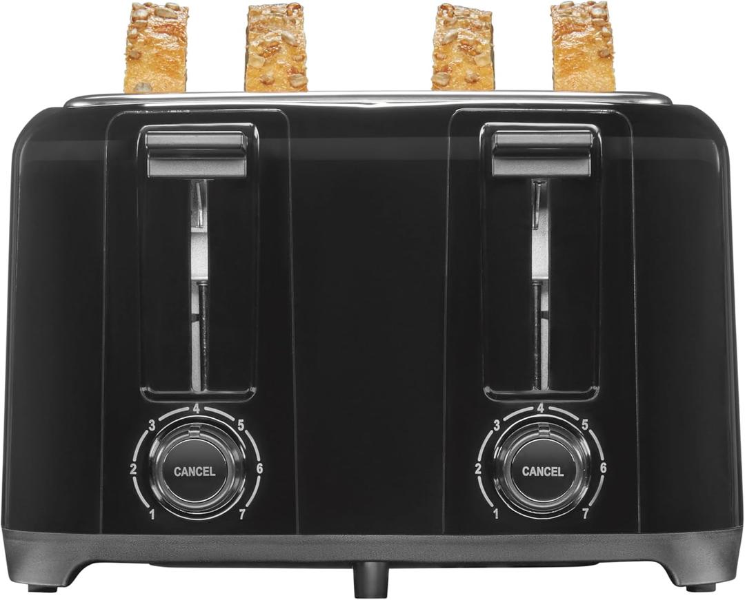 Proctor Silex 4 Slice Toaster with Extra Wide Slots for Bagels, Cool-Touch Walls, Shade Selector, Toast Boost, Auto Shut-off and Cancel Button, Black (24215PS)