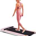 Portable Treadmill Under Desk Walking Pad Flat Slim Treadmill with LED Display & Sport APP, Running Machine for Apartment and Small Space Without Assembling Pink