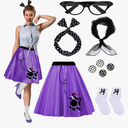 Ibeauti 50s Costumes for Women Girls 1950s Poodle Skirt Accessories Set with Cat Eye Glasses Scarf Bandana Tie Headband Socks, Size -S