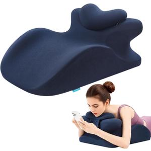 Adult Memory Foam Ergonomic Wedge Prone Pillow, Bed Pillow for Sitting Up, Back, Neck, and Leg Pain Relief, Anti Snoring, Ideal for Massage, Reading, Sleeping, with Removable Washable Cover