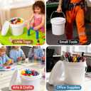 4 Pack 1 Gallon Plastic Buckets with Screw Lids & Handle, Food Grade Storage Containers for Kitchen, Freezer - Reusable White Plastic Bucket Set