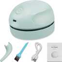 Desktop Vacuum Cleaner USB Charging with Vacuum Nozzle Cleaning Brush, Detachable Design & Portable Mini Table Dust Vaccum Cleaner, Clean Dust, Crumbs, Piano, Computer, Car Etc(Light Green)