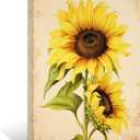 ZXHYWYM Sunflower Canvas Wall Art Vintage Sunflower Painting Prints Yellow Floral Picture Nature Landscape Home Decor Framed(2, (16.00" x 24.00"))