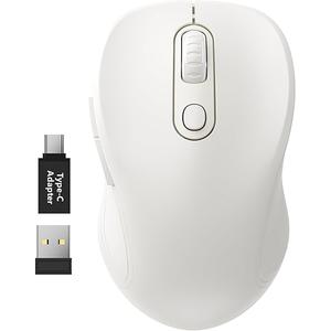 WisFox 2.4G Wireless Mouse for Laptop, Ergonomic Computer Mouse with USB Receiver and Type-C Adapter, 3 Adjustable Levels DPI, 6 Button Cordless Wireless Mice (White, 1 Pack)