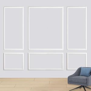 Yarrkc 6-Frame Peel and Stick Wall Molding Kit Wainscoting Wall Panel Premade Accent Panels for Interior Living Room Bedroom Decor