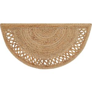 Boho Braided 1.5x3 Area Rug - Jute Natural Fiber Half Circle Rug for Living Room Entryway, Farmhouse, Home, Indoor Rug Jute Door mat for Bathroom, Kitchen (Beige 1.5 X 3 ft)