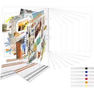 Vienrose Polaroid Scrapbook Photo Album, 3 Ring DIY Memory Book with Premium Crystal Clear Acrylic Cover PVC Pages 15 Sheets, Scrapbook Supplies for Wedding, Anniversary, Birthday, Travel