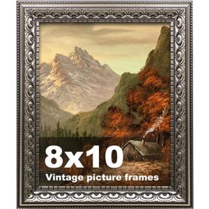 8x10 Vintage Picture Frames, Antique Picture Frame,Ornate Picture Frame for Wall Decor,1 Pack Silver Frame,Silver