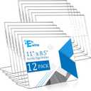 EHWINE 12 Pack 8.5 x 11 Acrylic Sign Holder Horizontal, Clear Plastic Signs Display Stand, Slanted Back Paper Holder Stand up Table Top Sign Holders Flyer Stand Frames for Office Business Store