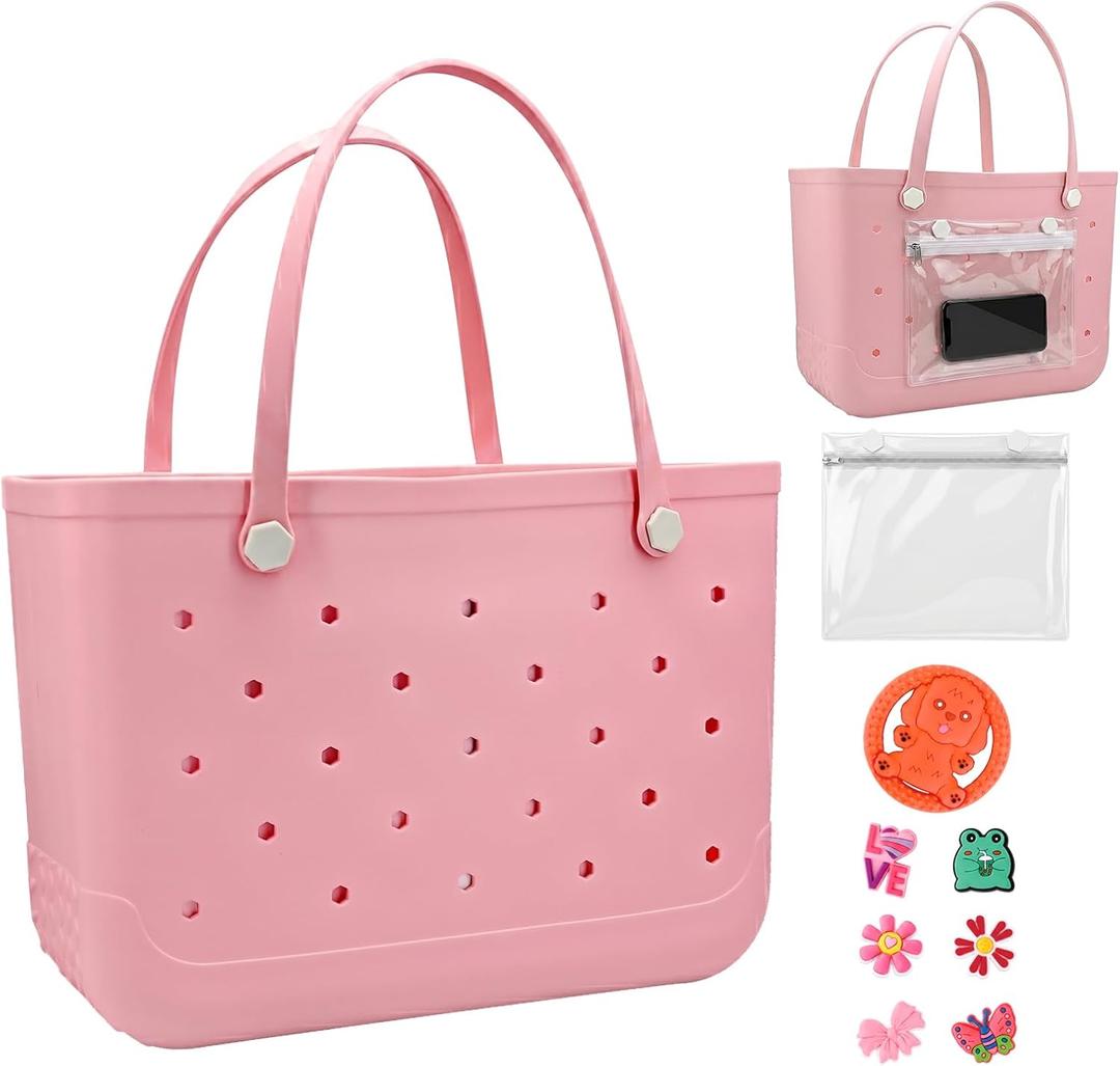 Pink Large EVA Tote, Water Resistant, Sand Resistant Beach Bag for Women