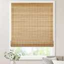 LazBlinds No Tools No Drill Bamboo Roller Shades, Cordless Bamboo Blinds, Light Filtering Roll Up Blinds for Windows, French Door, Porch or Patio Privacy Screen, 31'' W x 64'' H, Brown206