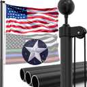 16FT Heavy Duty Flag Pole for Outside House – 13-Gauge Extra-Thick Aluminum Flagpole, Complete Set with USA Flag & All Hardware to Fly Two Flags – Great for Patriotic Displays & Gift Giving