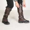 Men's Costume Boot Cover Renaissance Pirate Boots Cover PU Leather Steampunk Shoes Cover,Viking Medieval Boot Cover Leg Gaiters Cosplay Accessary