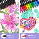 Artecho 72 Colors Markers for Adult Coloring Books, Dual Tip Markers for School, Fine and Brush Tip for Adults Coloring Books, Calligraphy, Drawing, Sketching
