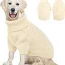 Queenmore XL Dog Sweater, Dog Christmas Sweater, Warm Soft Sweaters for Dogs Girl Boy, Knit Winter Coat for Extra Large Dogs, Pitbull, Boxer (White, XL)