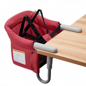 Hook On Chair, VEEYOO Clip On High Chair Folding Fast Table Chair with Storage Bag, Portable Baby Feeding Seat Attach to Table for Home and Travel Red