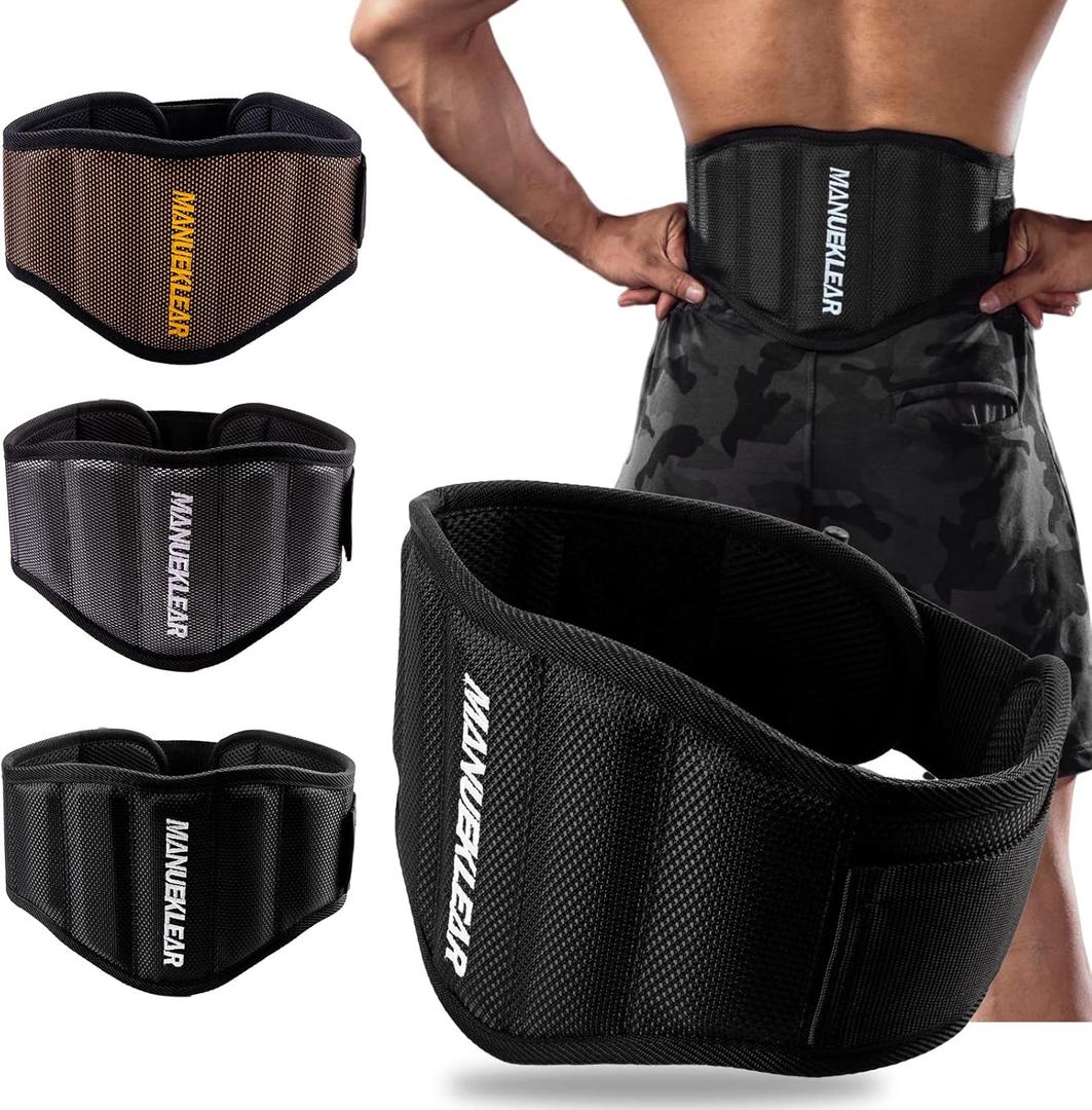 MANUEKLEAR Gym Weight Lifting Belt Weight Lifting Workout Weightlifting Powerlifting Belt for Men Women - 7.5inch - Bodybuilding Fitness Back Support for Cross Training, Squats, Lunges (M29-35 inches, Black)