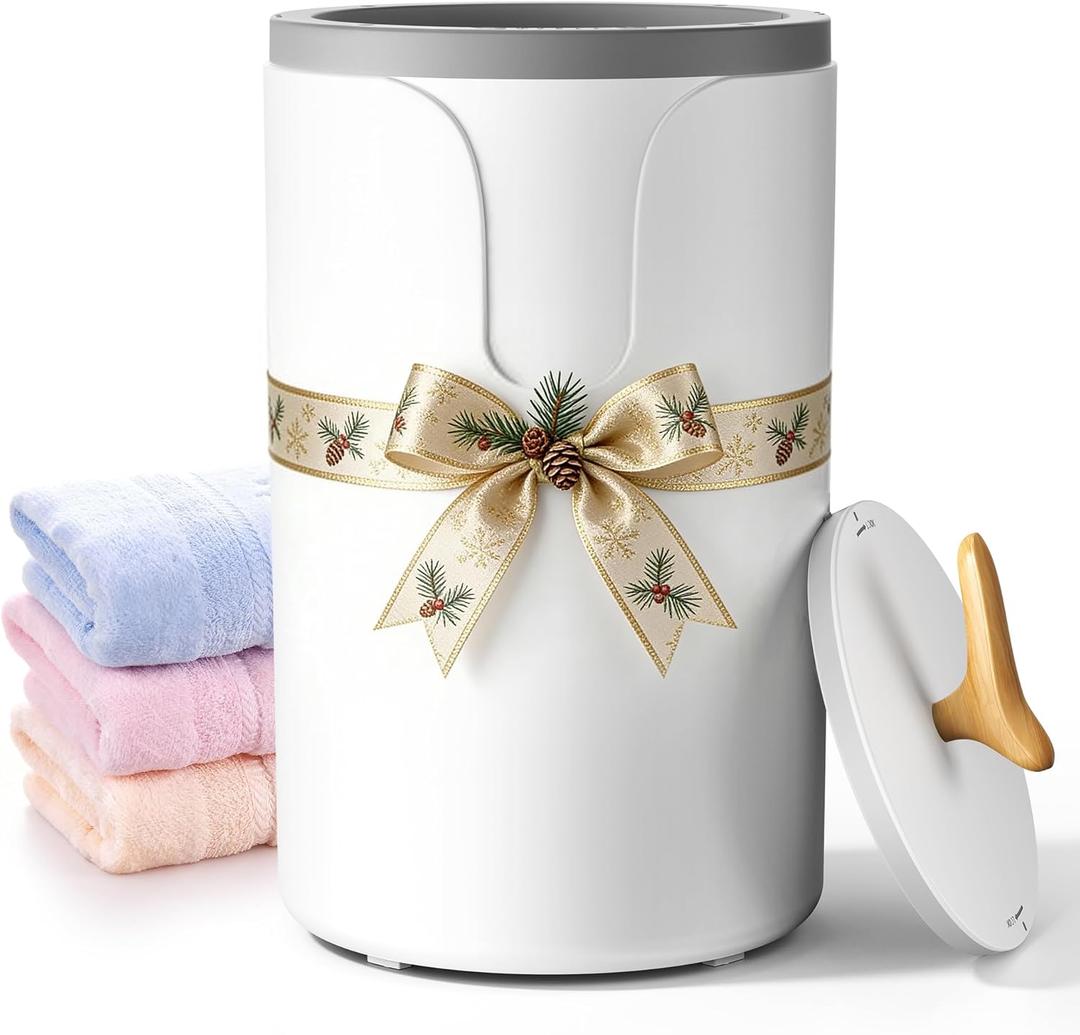 20L Towel Warmer for Bathroom, Large Towel Warmers, Auto Shut Off with 30/60/90 Mins Timer, Towel Warmer Bucket Fits Up to Two 40"X70" Oversized Towels, Bathrobes, Blankets, Gift for Family (White& Gray)