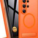 BXYJY for Samsung Galaxy S26 Ultra Magnetic Case with 2 Privacy Screen Protectors, Built-in Stand, Compatible with MagSafe, Full Lens Protection, Military Grade Thin Durable Case for S26Ultra, Orange