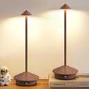Modern Cordless Table Lamp Set of 2, Portable LED Desk Lamps, 5000mAh Rechargeable Battery Operated Lighting for Bedroom Dining Room Restaurant Coffee Shop Camping Night Light (Brown)