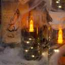 Flameless Flickering 3" x4" 5" 6" Clear Plastic Black 11-Key Remote Candles with Light Strings, LED Battery Operated Cycle Timer Pack of 3 Candles for Halloween Festival Decor