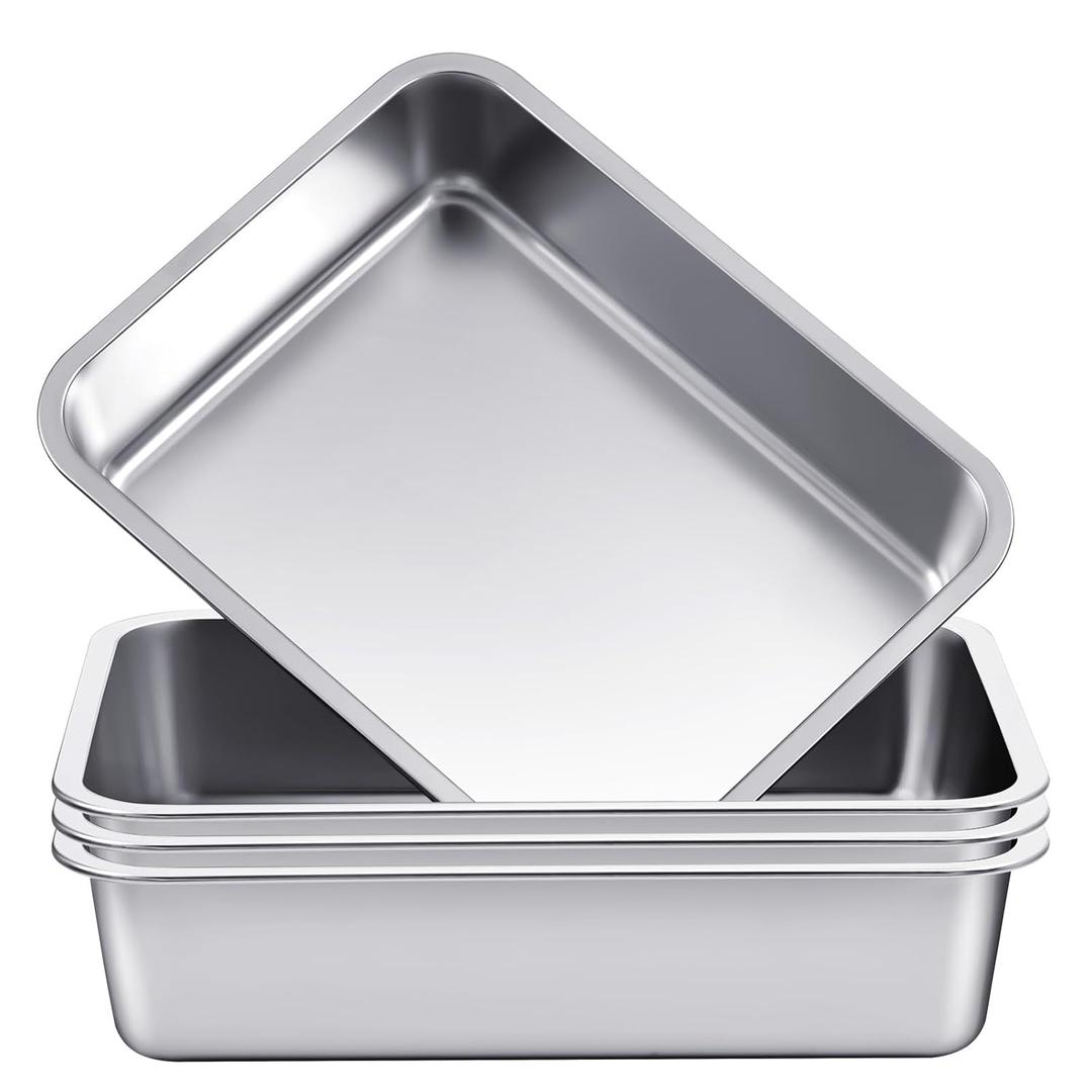 4 Pack Stainless Steel Commercial Bus Tubs Box Tote Box Dishwashing, Utility, Meat Prep Tub (13 L)